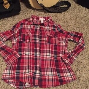 Ambiance size  Large red plaid button down